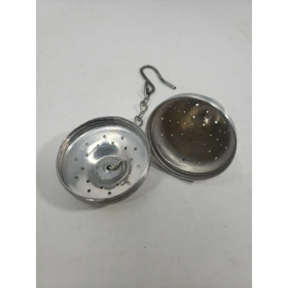 Vintage MCM Aluminum Acorn Shaped Tea ball Infuser Strainer with Hook & Chain